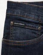 Dark Blue Cotton Skinny Men Denim Jeans