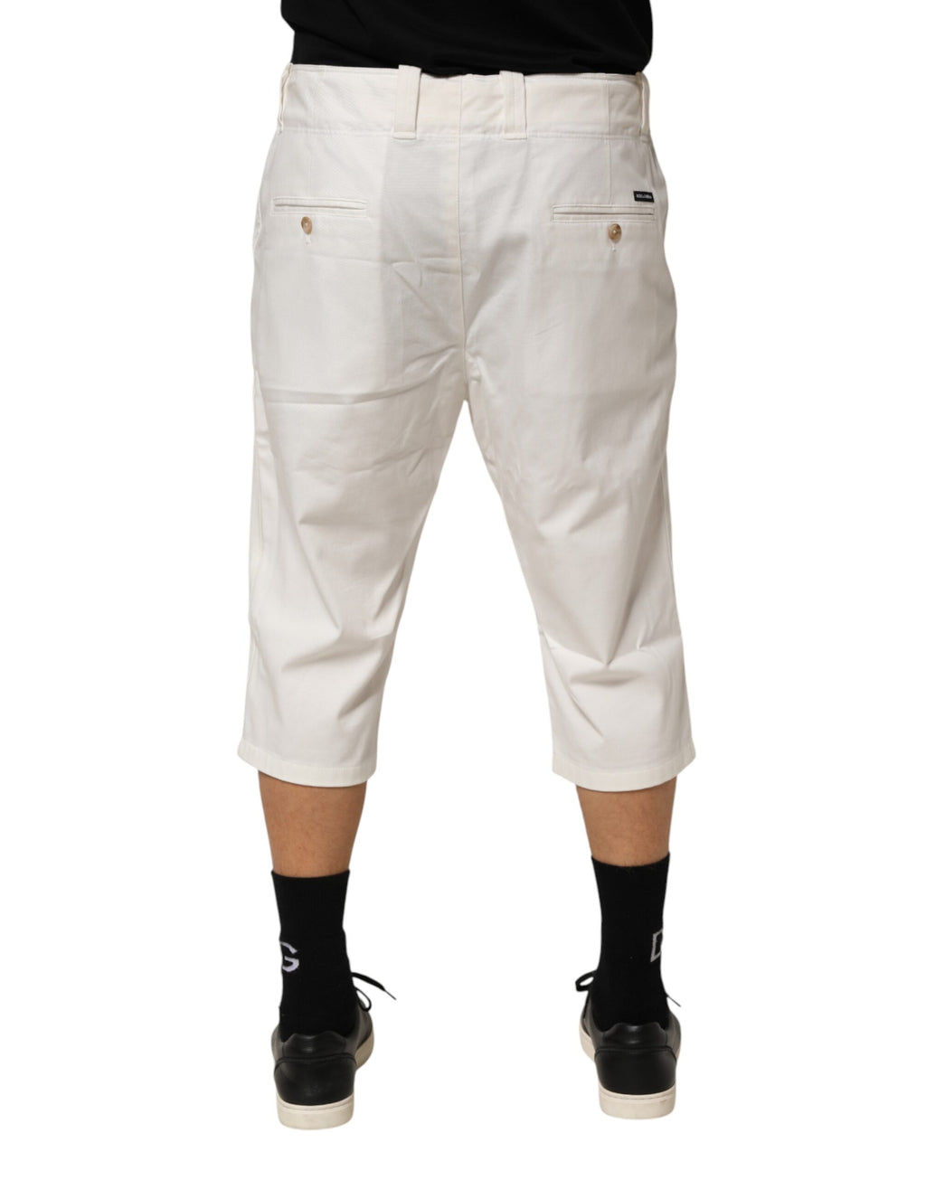 White Cotton Stretch Cropped Trouser Pants