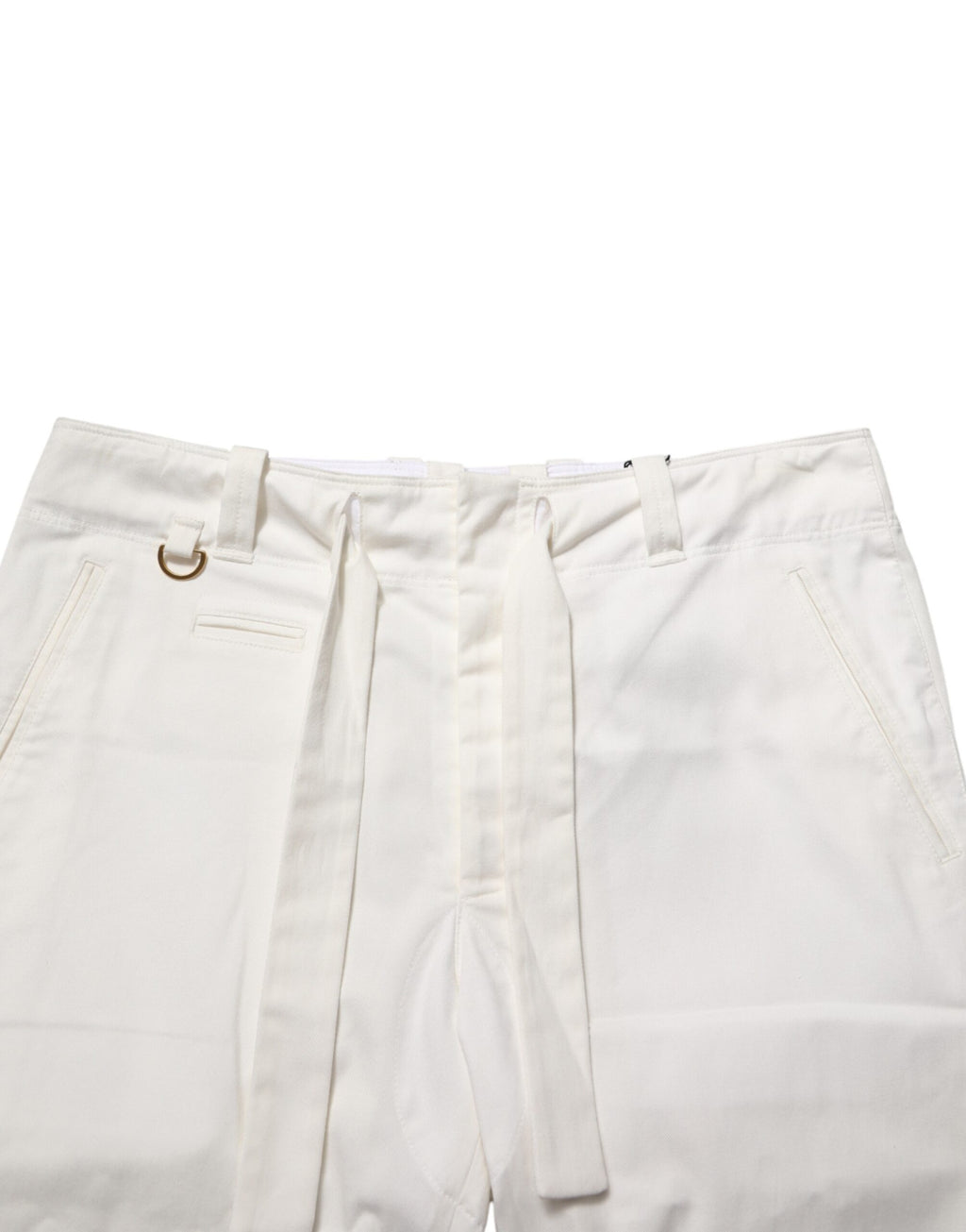 White Cotton Stretch Cropped Trouser Pants