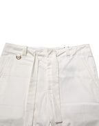 White Cotton Stretch Cropped Trouser Pants