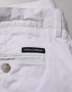 White Cotton Stretch Men Bermuda Pants