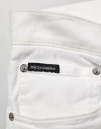 White Graffiti Print Skinny GOLD Denim Jeans
