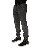 Dark Gray Cotton Skinny Men Denim Jeans