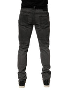 Dark Gray Cotton Skinny Men Denim Jeans