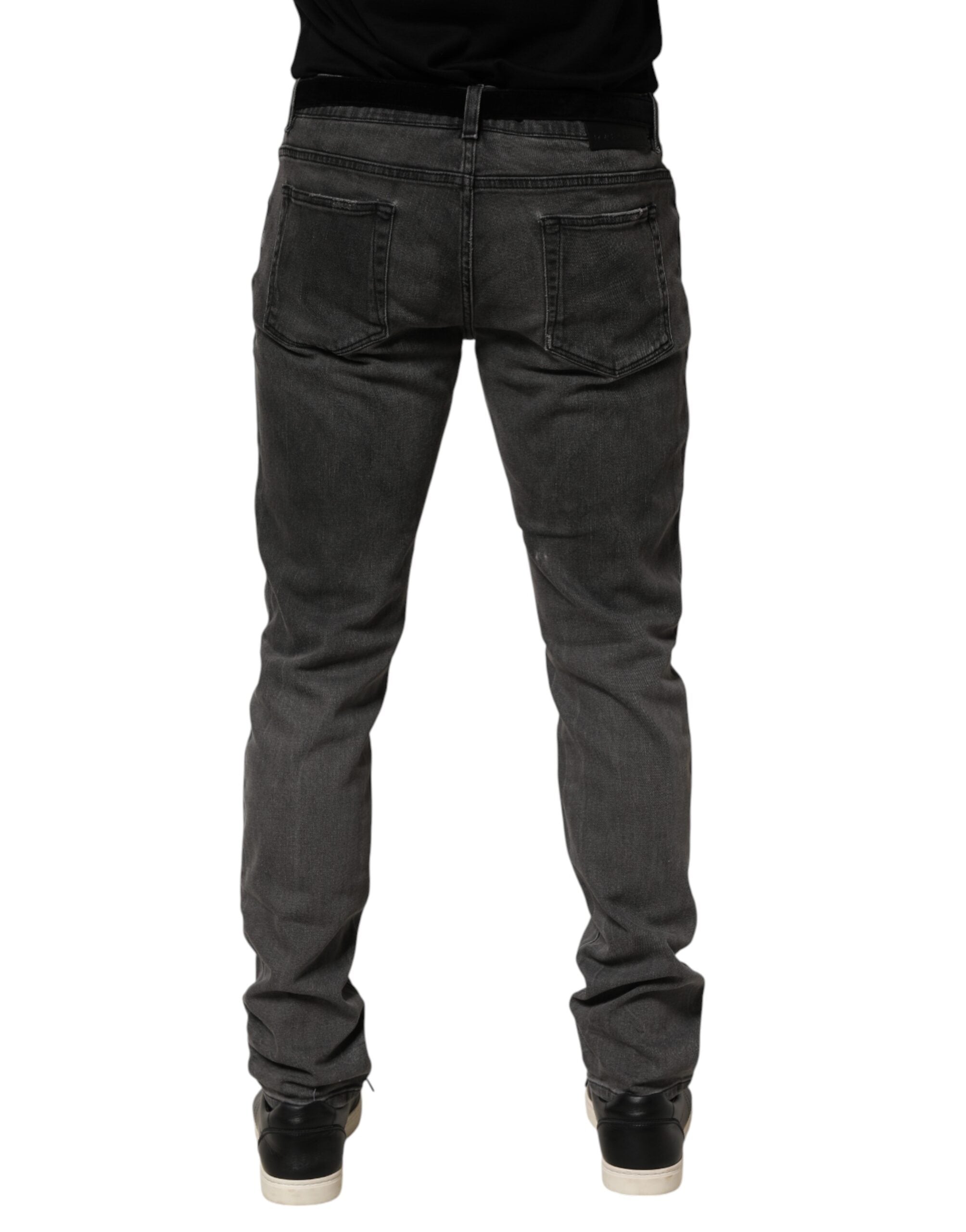 Dark Gray Cotton Skinny Men Denim Jeans