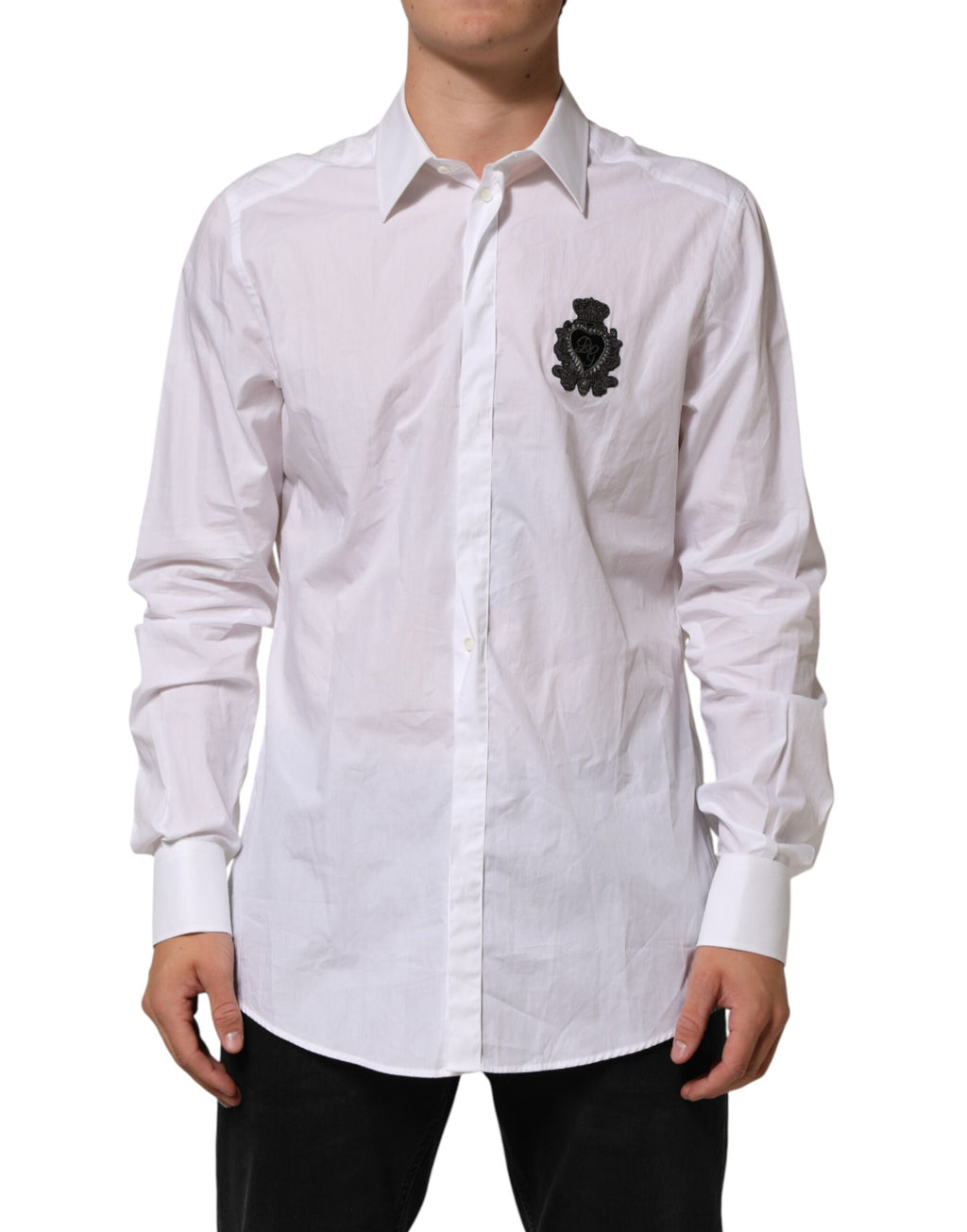 White Cotton MARTINI DG Patch Dress Shirt