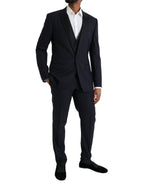 Blue Wool MARTINI 1 Button Men 3 Piece Suit