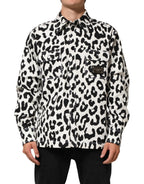 Black White Leopard Denim Blouson Sweater