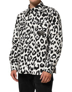 Black White Leopard Denim Blouson Sweater