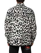 Black White Leopard Denim Blouson Sweater