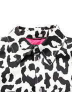 Black White Leopard Denim Blouson Sweater