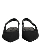 Black Crystal Charmeuse Slingback Shoes