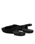 Black Crystal Charmeuse Slingback Shoes