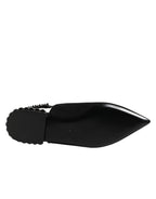 Black Crystal Charmeuse Slingback Shoes