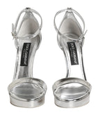 Silver Leather Platform Keira Sandals Shoes