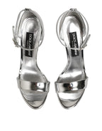 Silver Leather Platform Keira Sandals Shoes