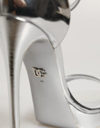 Silver Leather Platform Keira Sandals Shoes