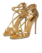 Gold Leather Keira Heels Sandals Shoes