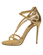 Gold Leather Keira Heels Sandals Shoes