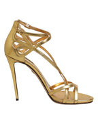 Gold Leather Keira Heels Sandals Shoes