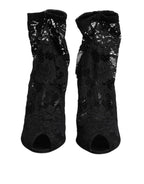 Black Stretch Taormina Lace Boots Shoes