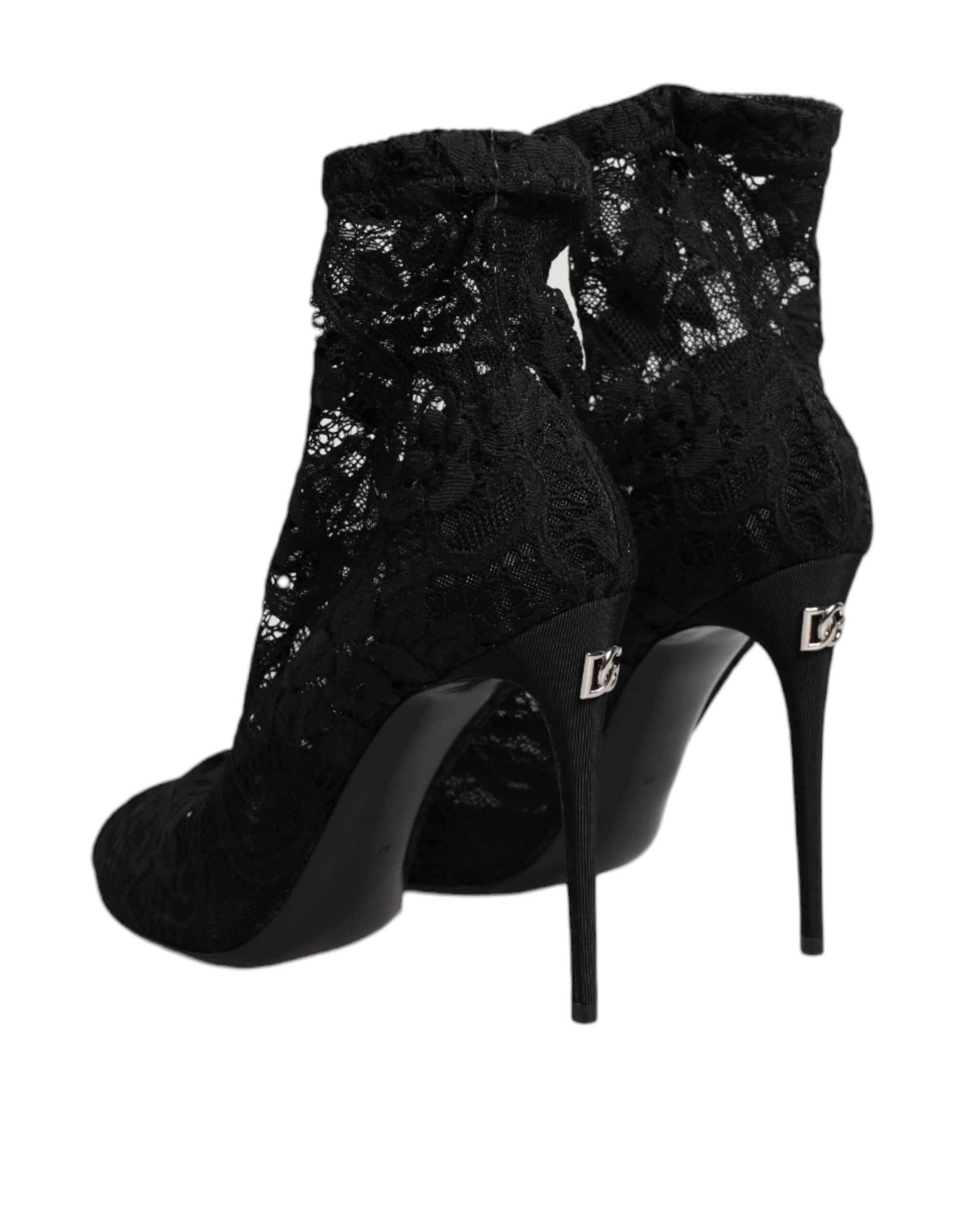 Black Stretch Taormina Lace Boots Shoes