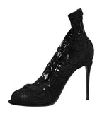 Black Stretch Taormina Lace Boots Shoes