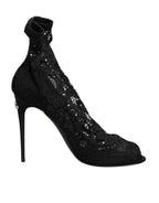 Black Stretch Taormina Lace Boots Shoes