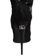 Black Stretch Taormina Lace Boots Shoes