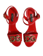 Red Leather DG AMORE Heels Sandals Shoes