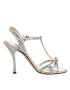 Silver Strass Ankle Strap Heels Sandals Shoes