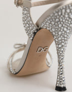 Silver Strass Ankle Strap Heels Sandals Shoes