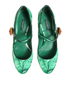 Green Silk MARY JANES Leaf Sandals Shoes