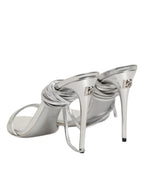Silver Strappy High Heels Sandals Shoes
