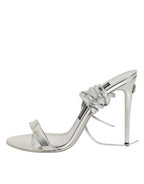Silver Strappy High Heels Sandals Shoes