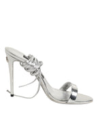 Silver Strappy High Heels Sandals Shoes
