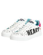 White Leather Graffiti Low Top Sneakers Shoes
