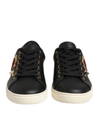 Black Leather Sacred Heart Sneakers Shoes