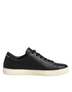 Black Leather Sacred Heart Sneakers Shoes