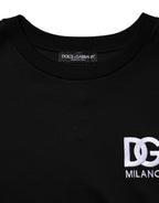 Black Cotton DG Logo Embroidery Top  T-shirt