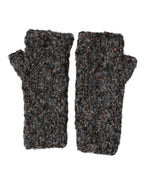 Gray Virgin Wool Knitted Fingerless Men Gloves