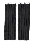 Black Virgin Wool Knitted Fingerless Gloves