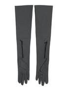 Dark Gray Viscose Elbow Length Mitten Men Gloves