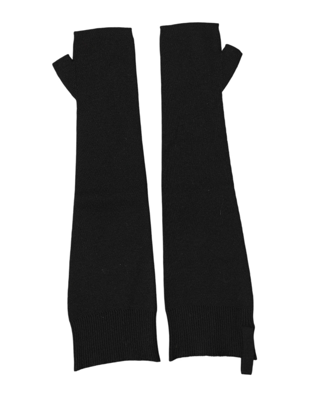 Black Virgin Wool Knitted Fingerless Men Gloves