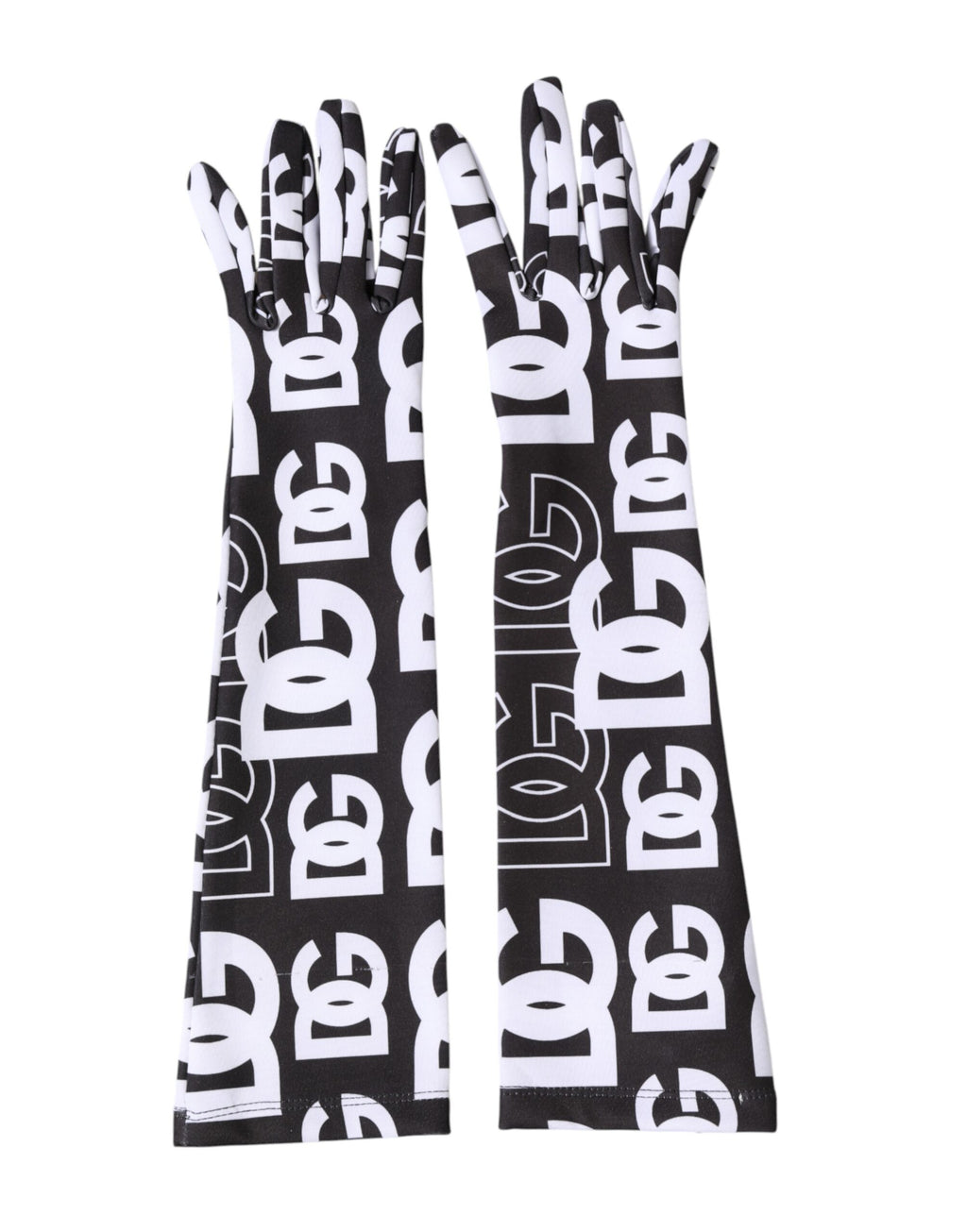 Black White DG Logo Elbow Length Mitten Gloves
