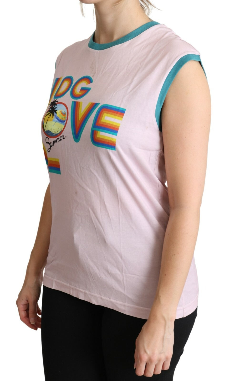 Multicolor DG Love Cotton Round Neck Tank Tops