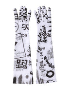 Black White DG Logo Elbow Length Mitten Gloves