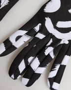 Black White DG Logo Elbow Length Mitten Gloves
