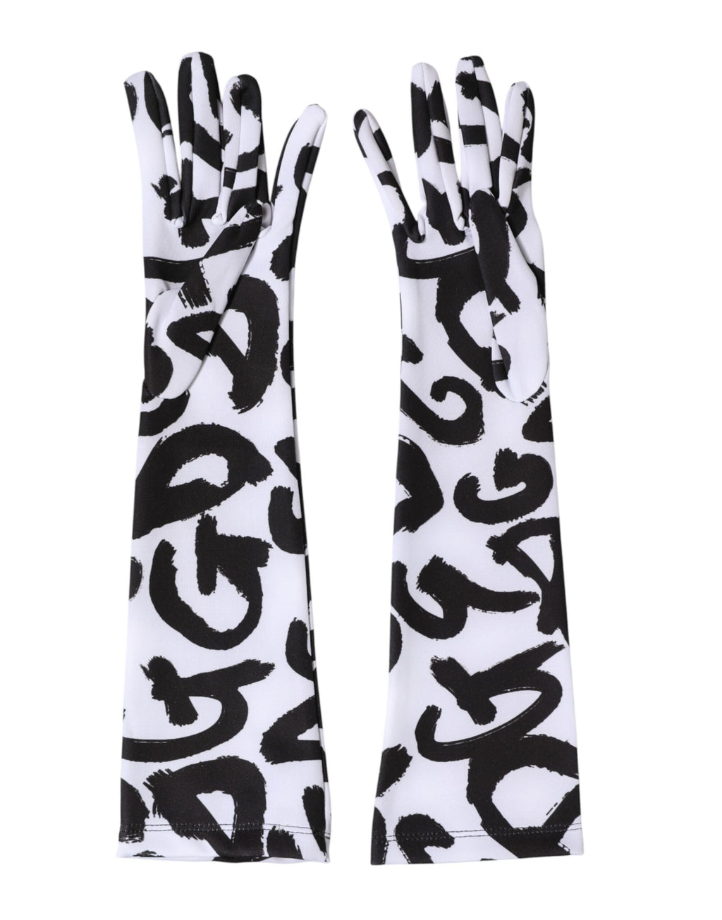 Black White DG Logo Elbow Length Mitten Gloves