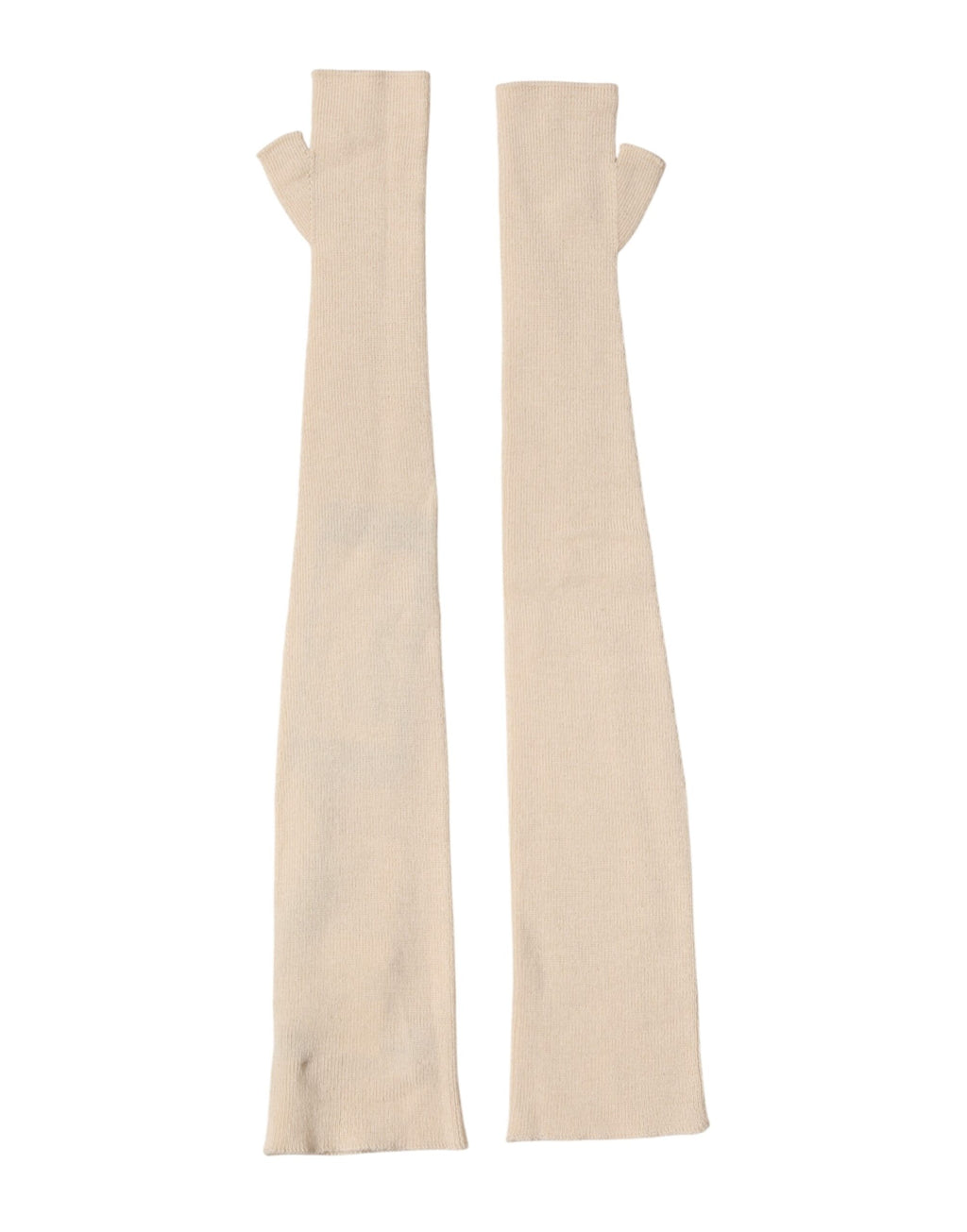 Beige Wool Fingerless Elbow Length Women Gloves